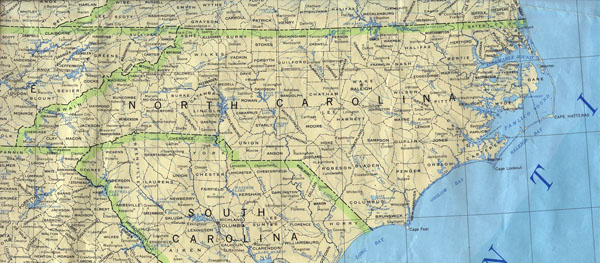 Detailed map of North Carolina state. North Carolina state detailed map.