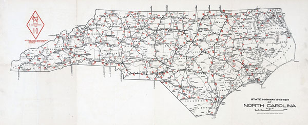 Large detailed old highways system map of North Carolina state - 1922.