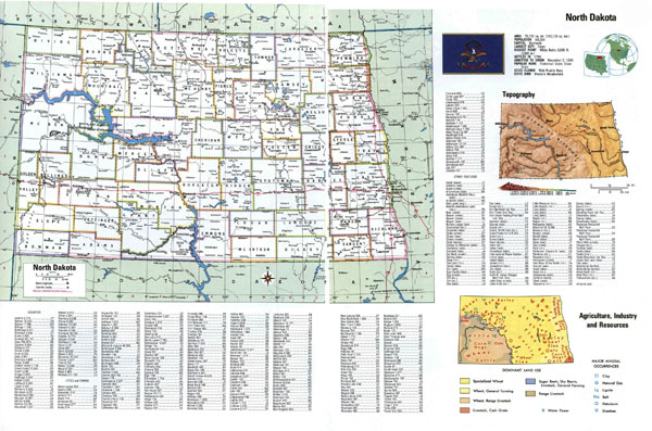 Large detailed administrative map of North Dakota state with cities.