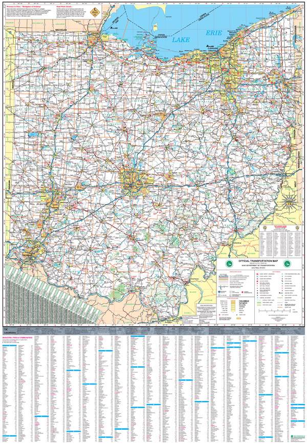 Detailed official transportation map of Ohio state.