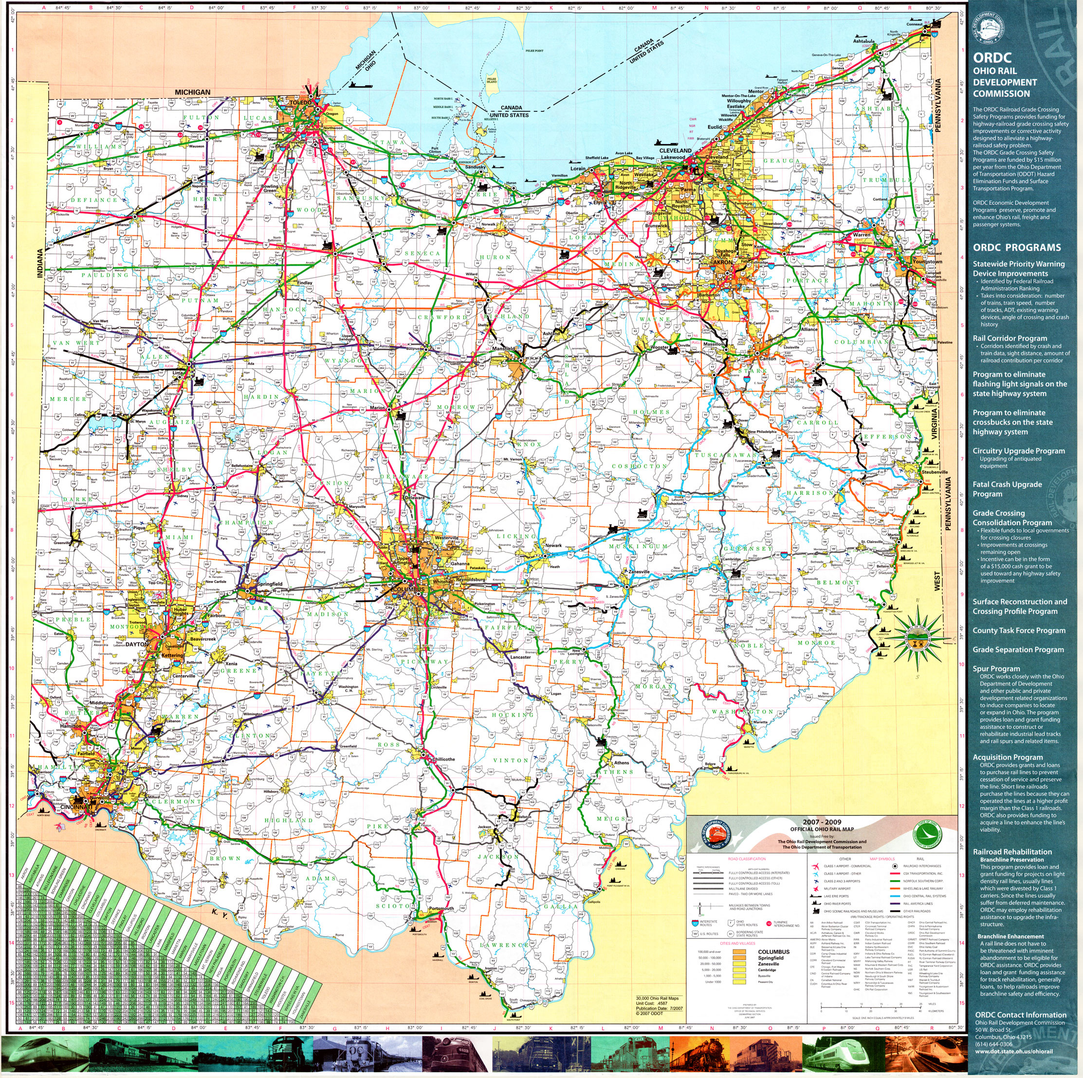 Detailed Ohio state official rail map. Ohio state detailed official