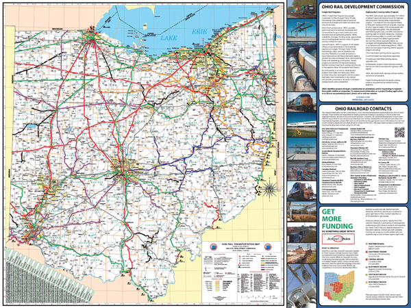 Large detailed Ohio state rail transportation map.