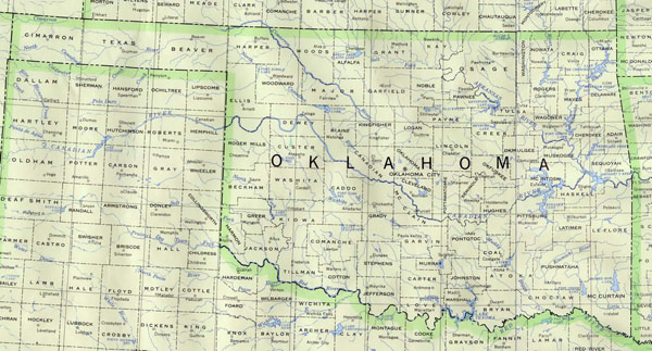 Detailed map of Oklahoma state. Oklahoma state detailed map.