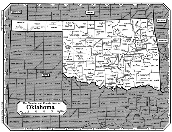 Large administrative map of Oklahoma state.