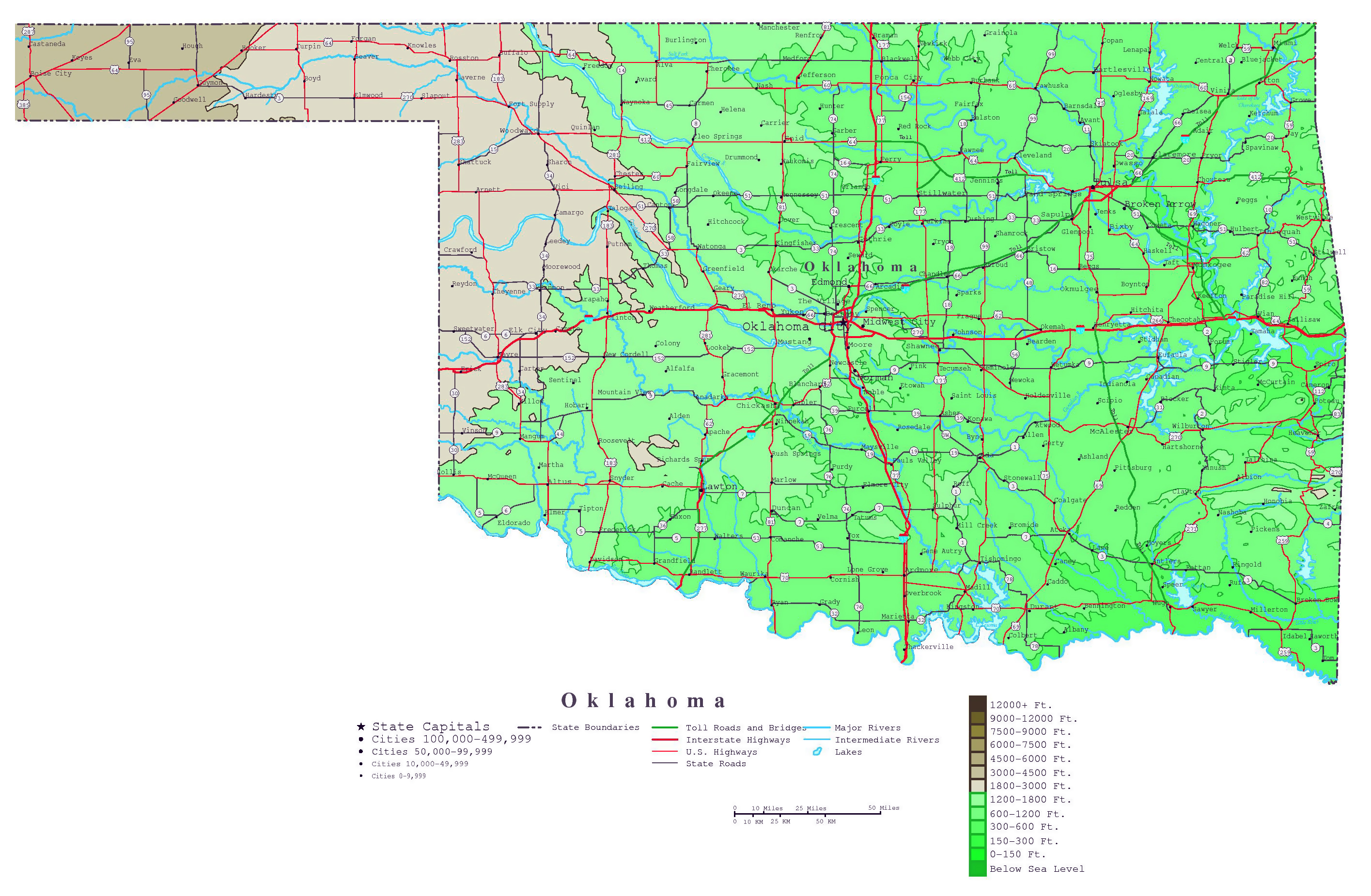 Picture Map Of The United States Oklahoma Road Riset