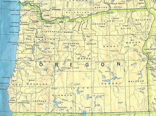 Detailed map of Oregon state. Oregon state detailed map.