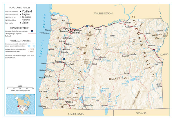 Large detailed map of Oregon state. Oregon state large detailed map.