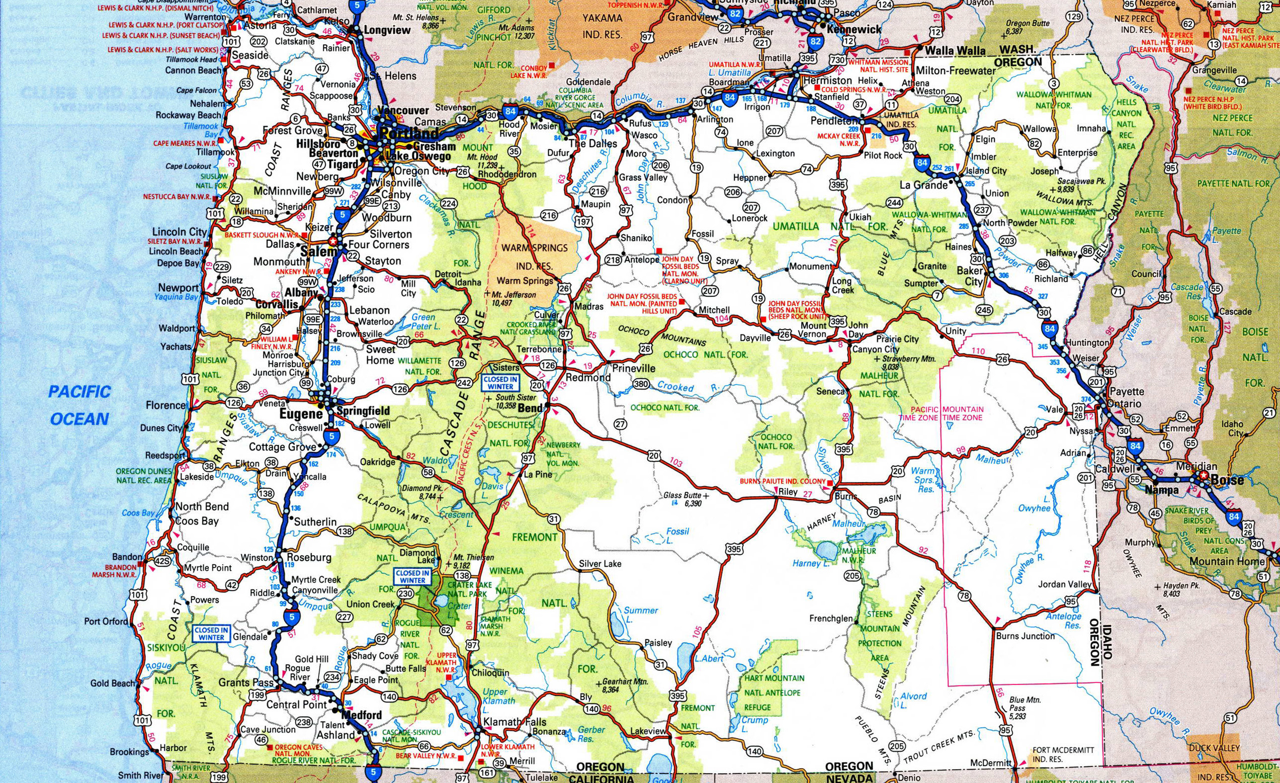 Large Detailed Roads And Highways Map Of Oregon State With National 