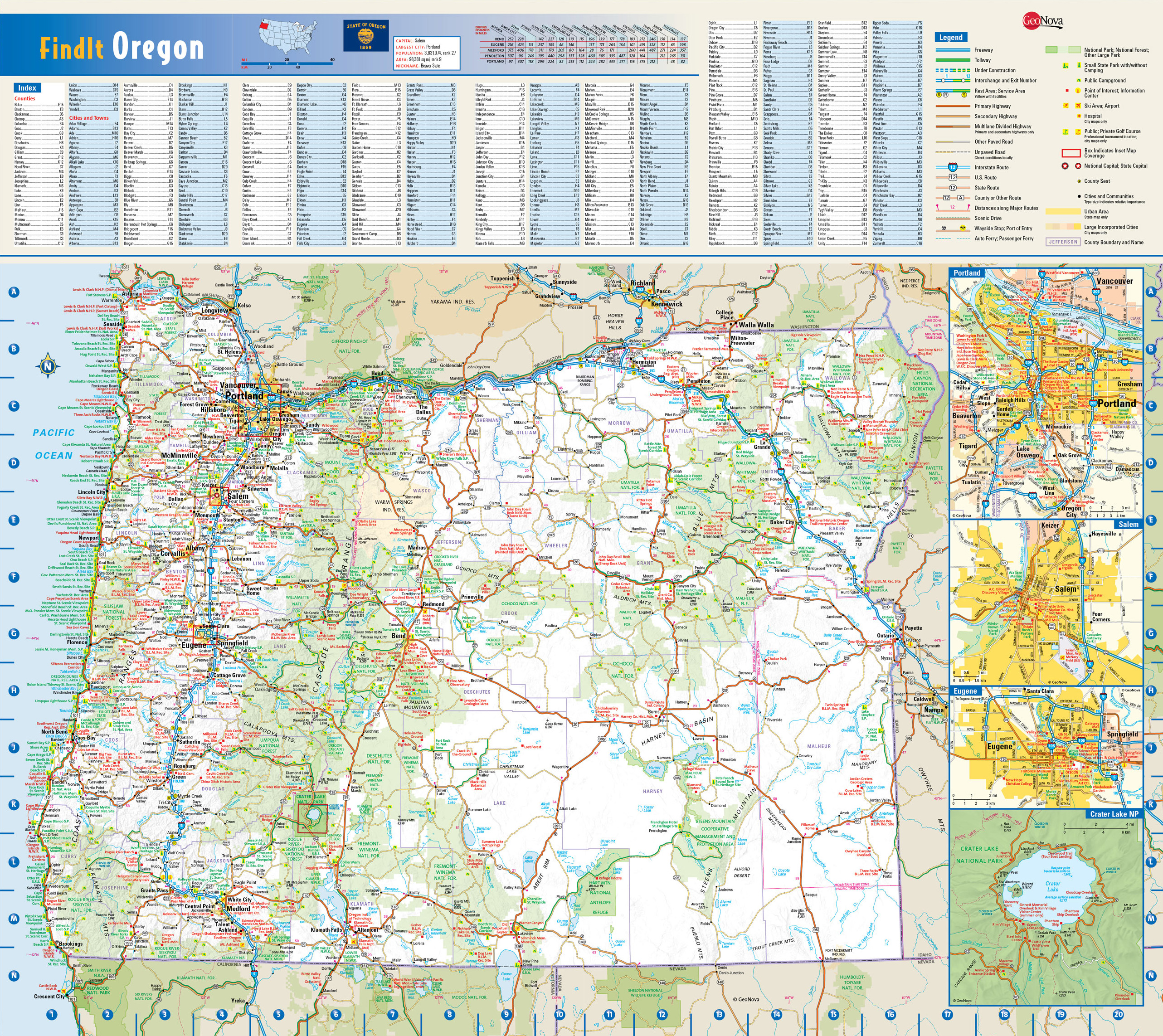 Oregon State Highway Map Large Roads And Highways Map Of Oregon State With National Parks And Cities  | Vidiani.com | Maps Of All Countries In One Place