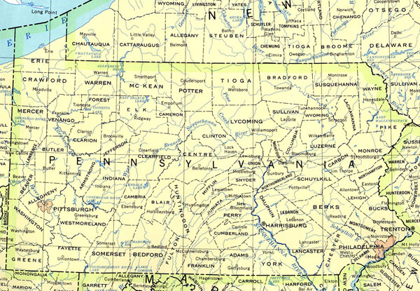 Detailed map of Pennsylvania state. Pennsylvania state detailed map.