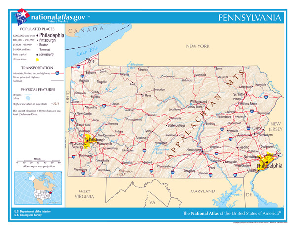 Large detailed map of Pennsylvania state. Pennsylvania state large detailed map.
