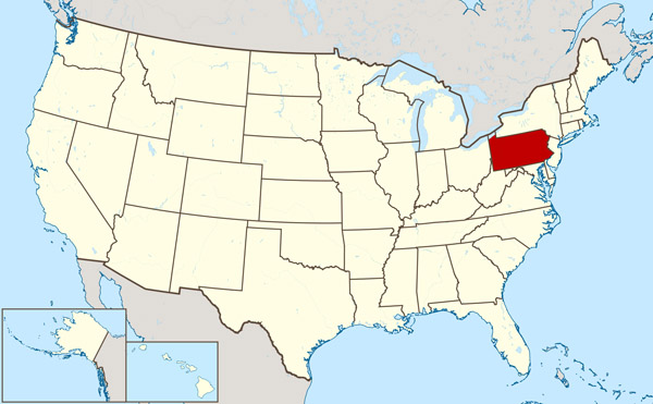 Large location map of Pennsylvania state.