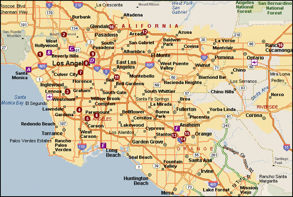 Road map of Los Angeles city. Los Angeles city road map.