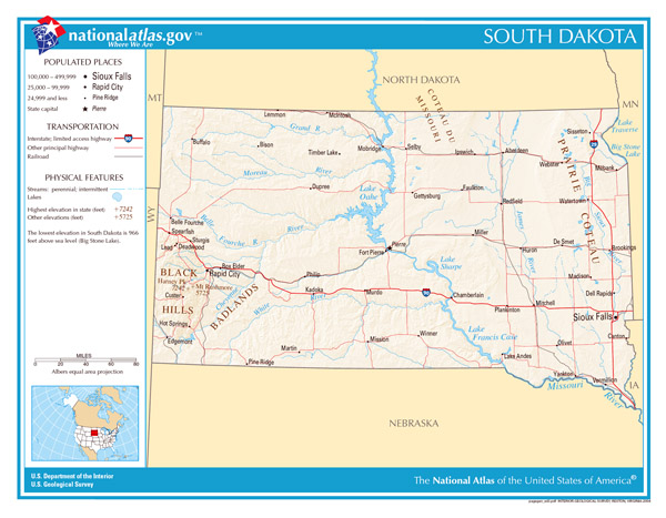 The state of South Dakota large detailed map.