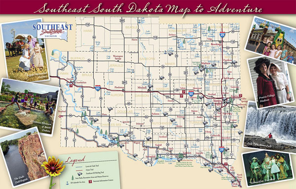 The state of South Dakota large tourist map.