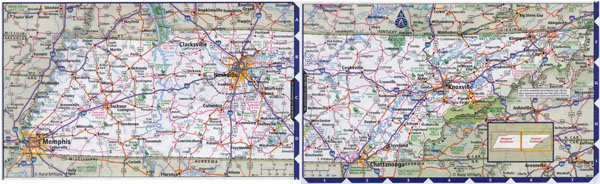 Large detailed roads and highways map of Tennessee state with all cities.