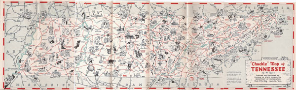 Large scale tourist illustrated map of the state of Tennessee.