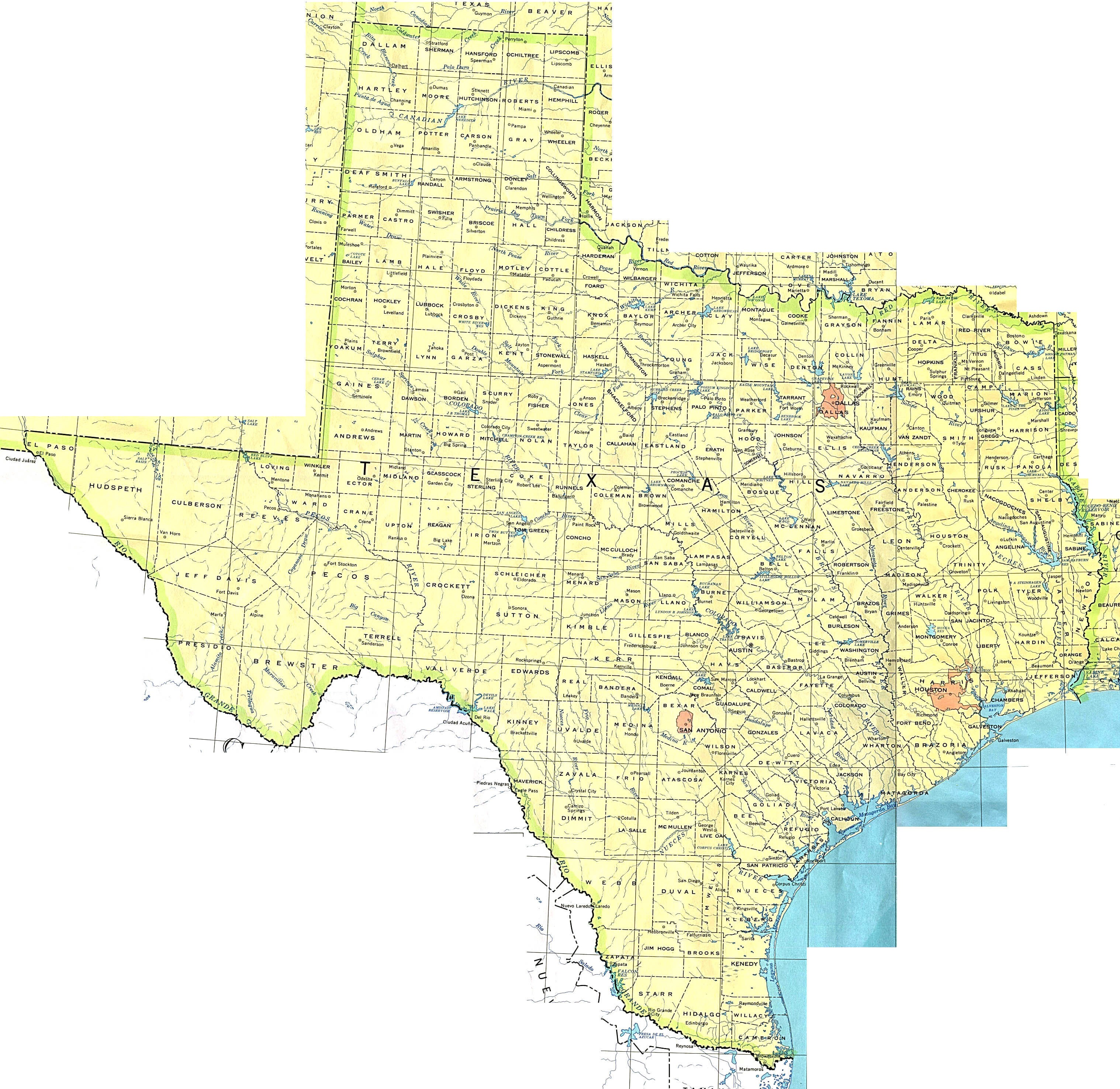 Detailed map of Texas state. The state of Texas detailed map Vidiani