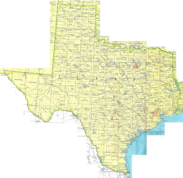 Detailed map of Texas state. The state of Texas detailed map.