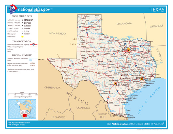 Large detailed map of Texas state. The state of Texas large detailed map.