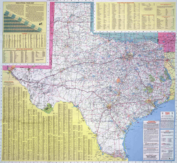 Large road map of the state of Texas.