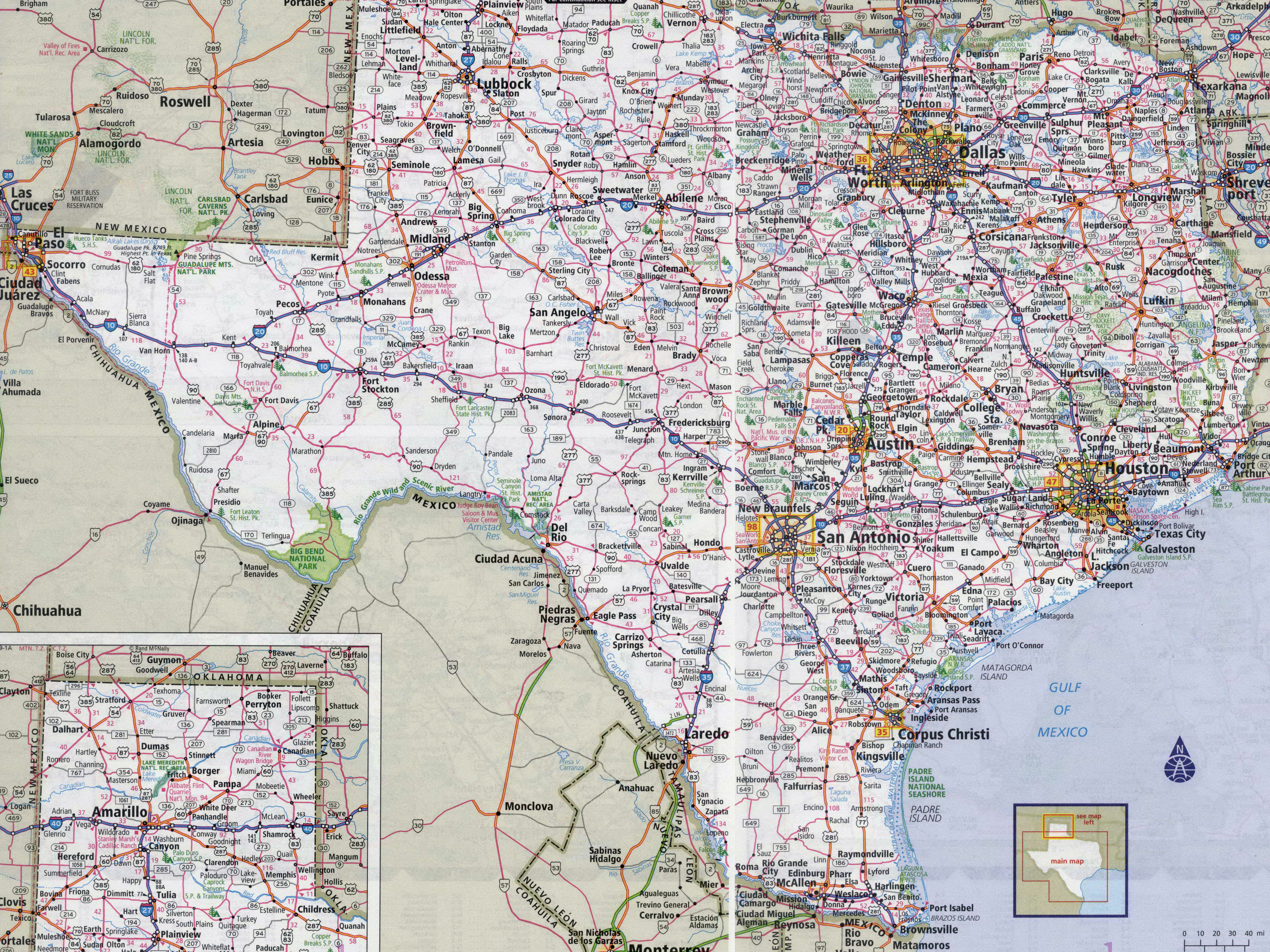 Large Roads And Highways Map Of Texas State With All Cities