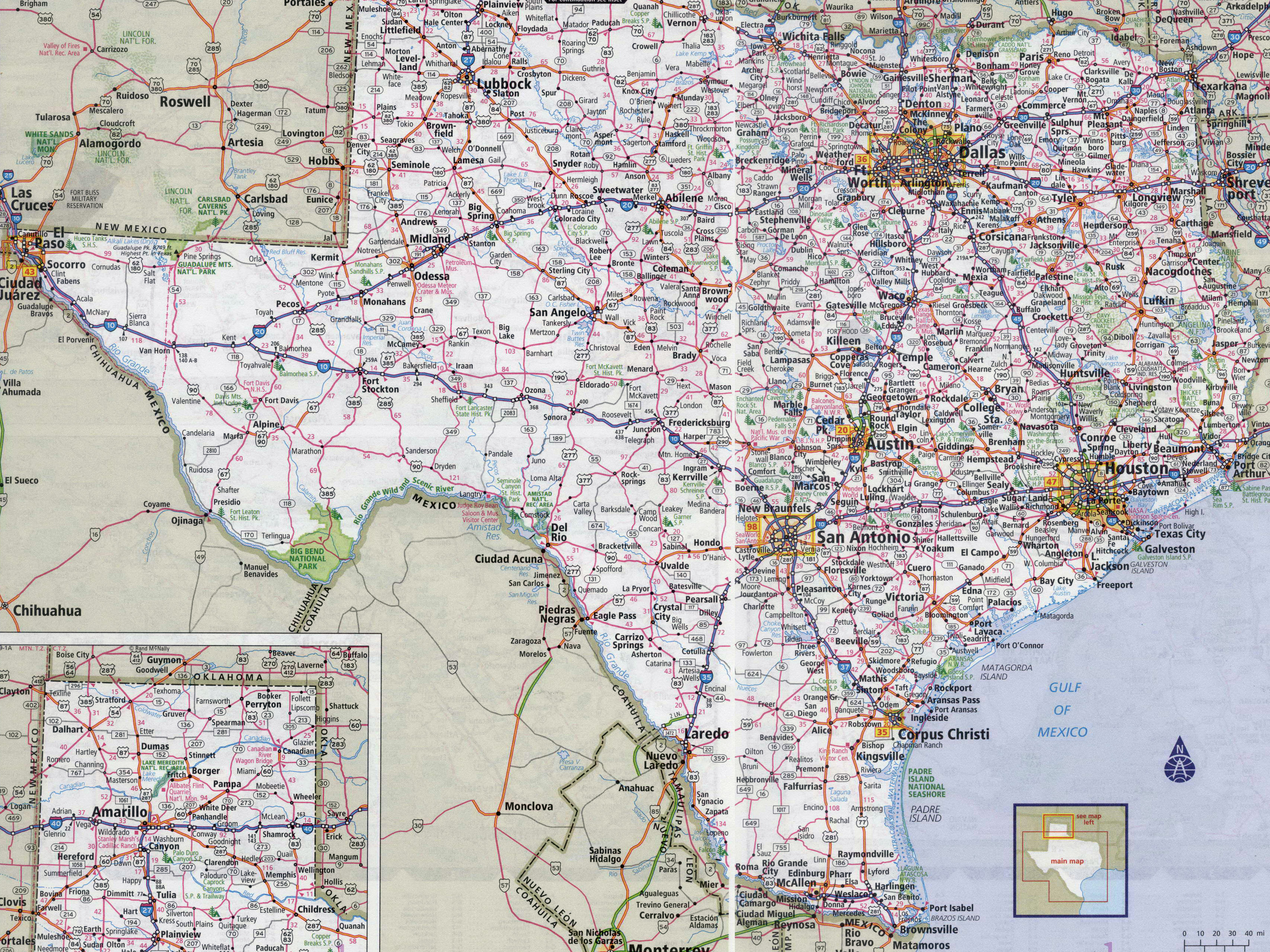 Texas State Road Map Oklahoma Road