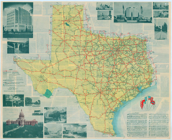 Large scale detailed Texas highway system map.