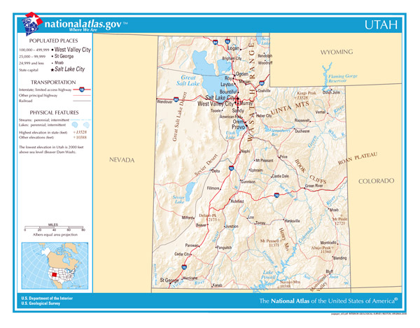 Large detailed map of Utah state. Utah state large detailed map.