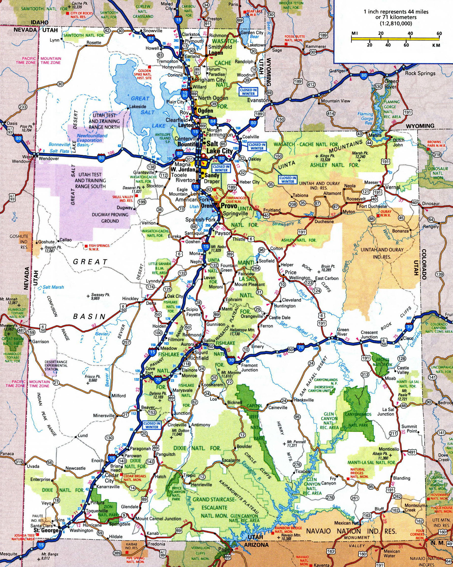 Large Detailed Roads And Highways Map Of Utah State With National