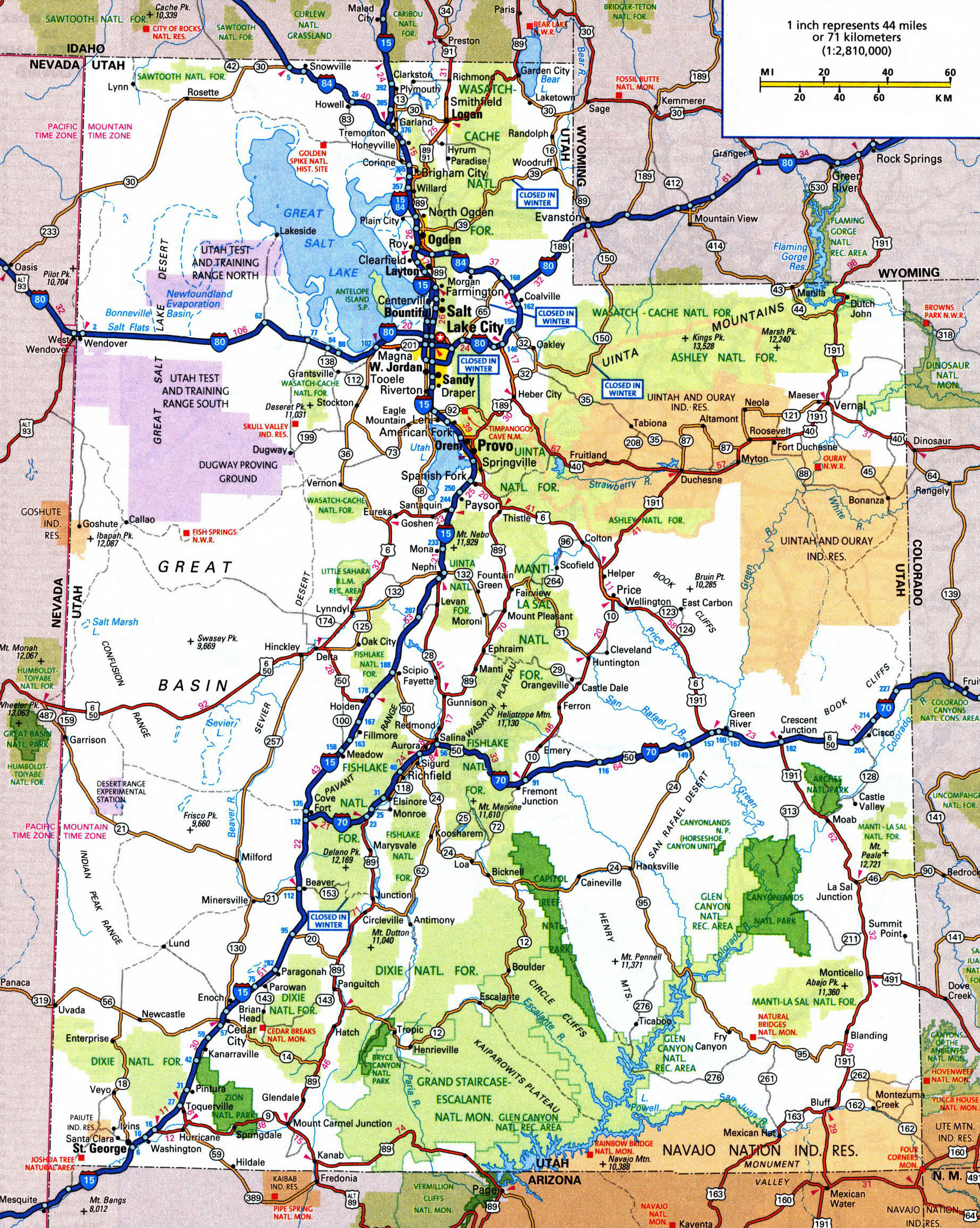 Large Detailed Roads And Highways Map Of Utah State With National