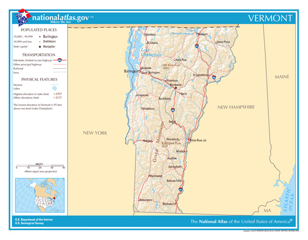 Large detailed map of Vermont state. The state of Vermont large detailed map.