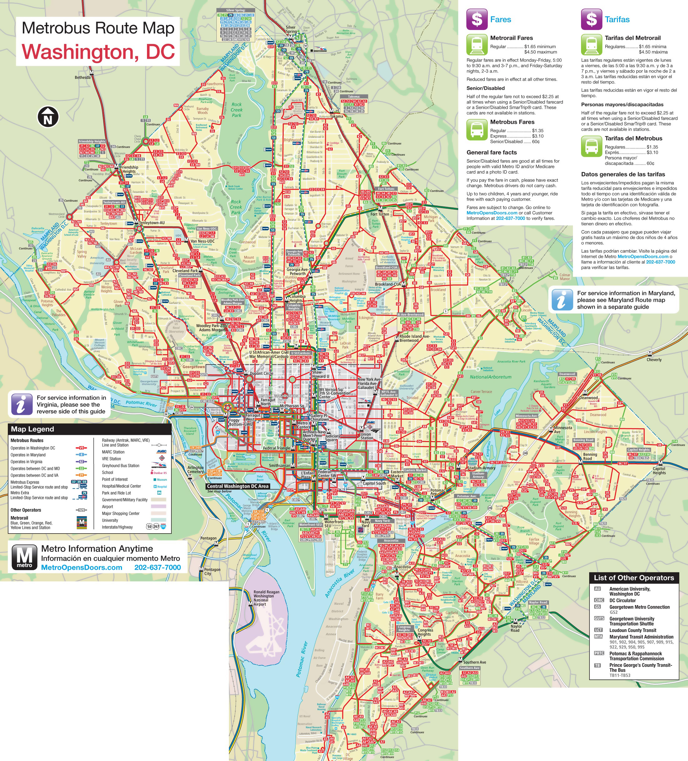 Dc Bus Routes Map Large Metrobus Route Map Of Washington D.c.. Washington D.c. Large Metrobus Route  Map | Vidiani.com | Maps Of All Countries In One Place