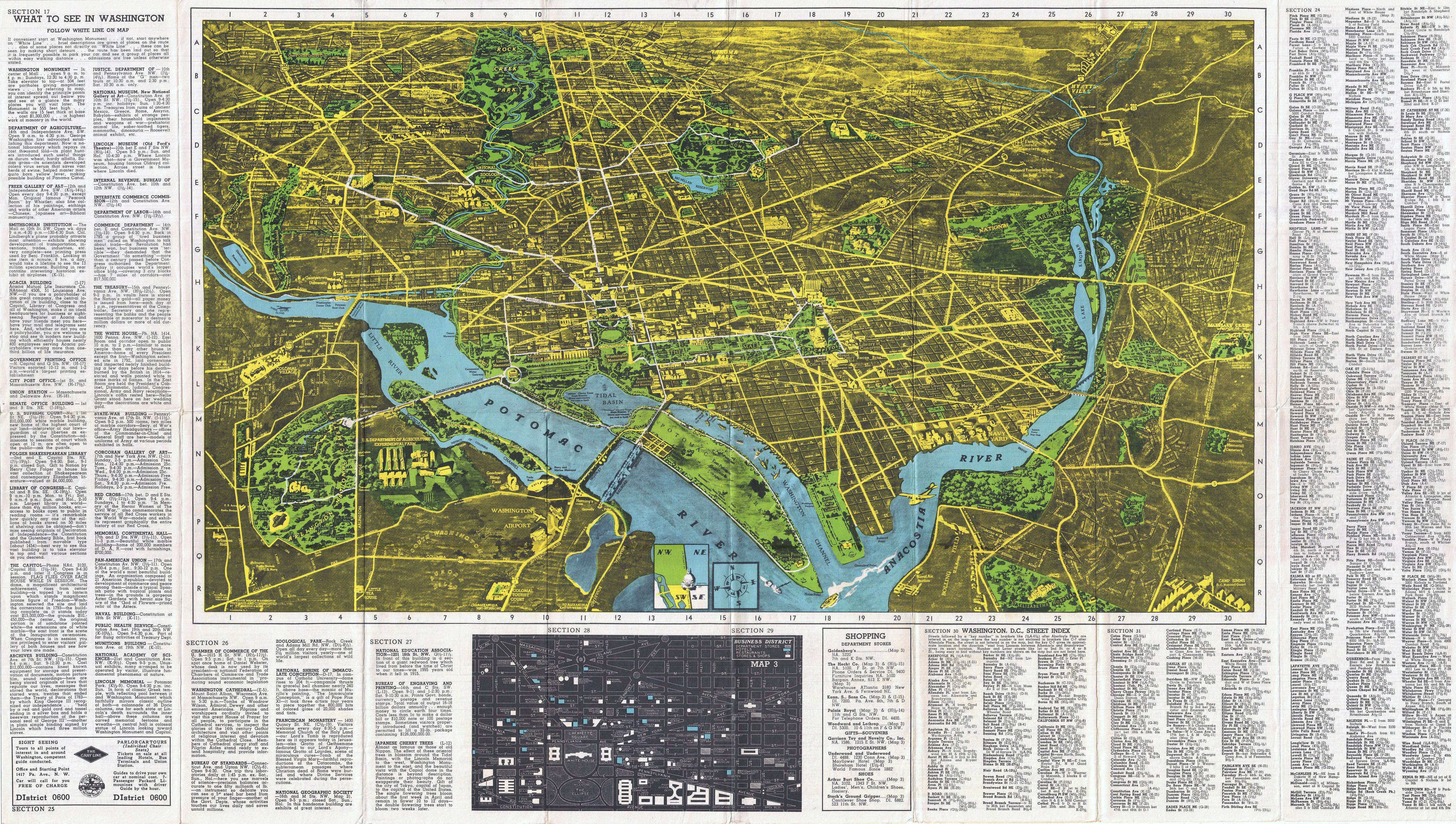 Large scale detailed panoramic map of Washington D.C. | Vidiani.com | Maps  of all countries in one place