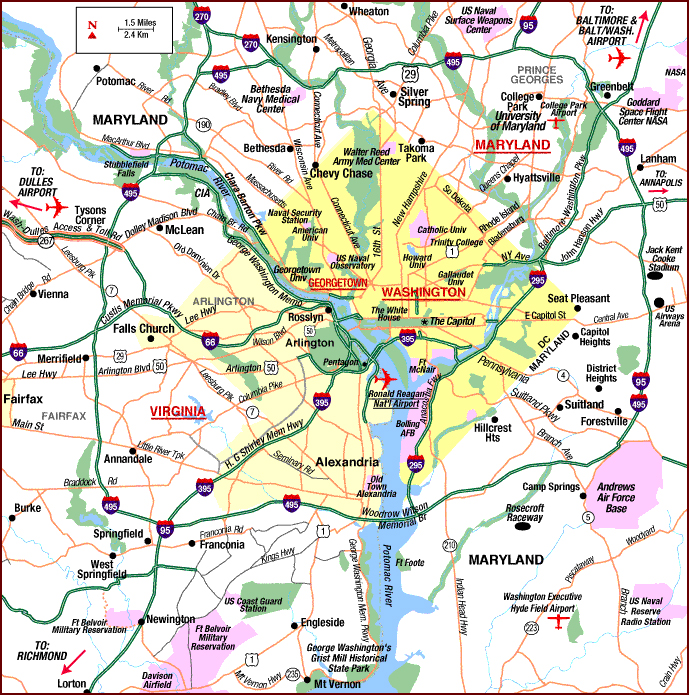 Washington D.C. area highways map. Highways map of Washington D.C. area