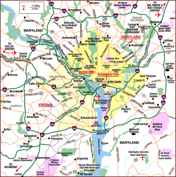 Washington D.C. area highways map. Highways map of Washington D.C. area.