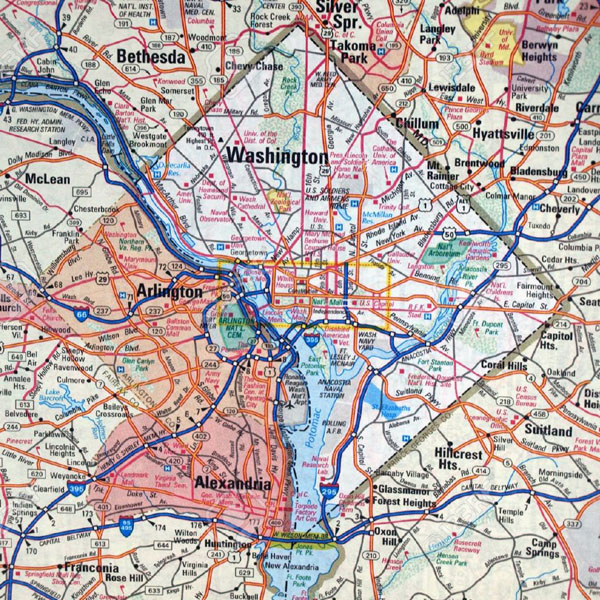 Washington D.C. area roads and highways map. Roads and highways map of