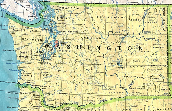 Detailed map of Washington state. Washington state detailed map.
