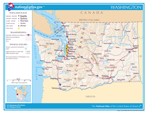 Large detailed map of Washington state. Washington state large detailed map.