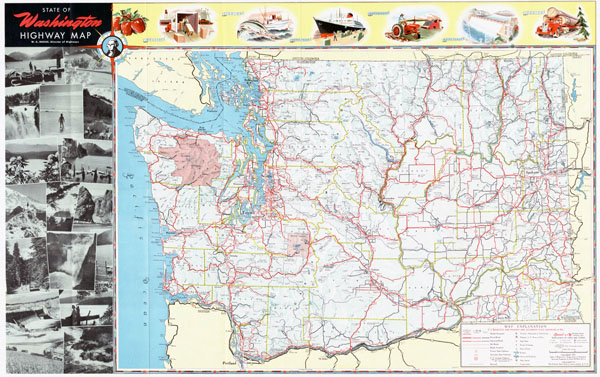 Large scale detailed highway map of Washington state.