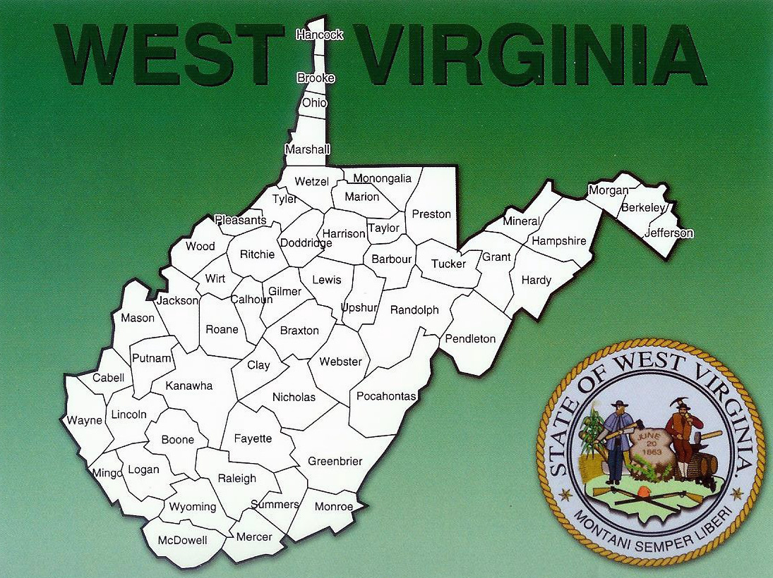Administrative map of West Virginia state Maps of all countries in one place