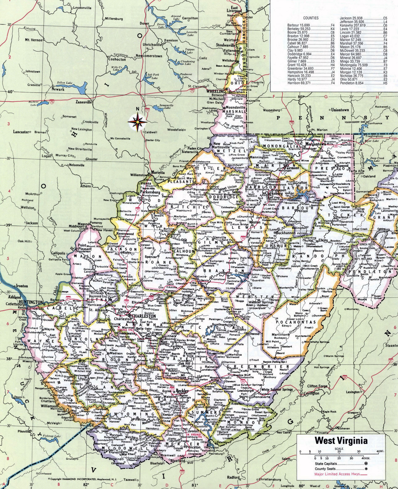 Large Detailed Administrative Divisions Map Of West Virginia State