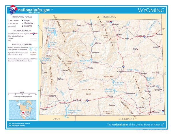The state of Wyoming large detailed map.