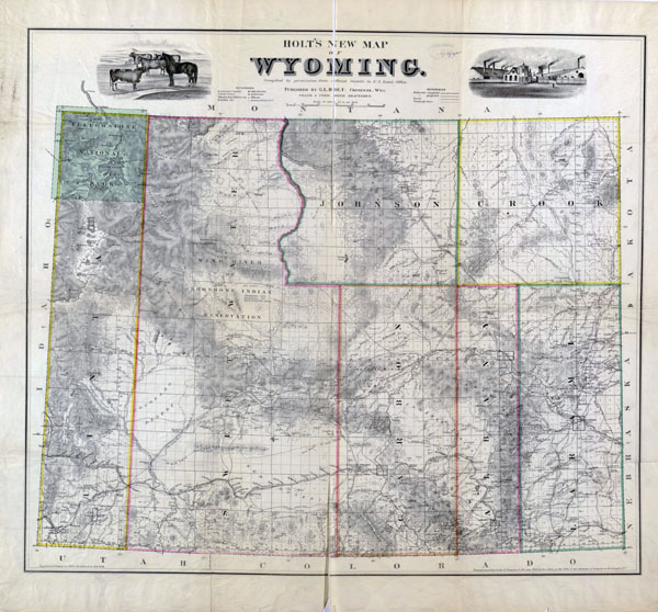 Large detailed old administrative map of Wyoming state - 1883.