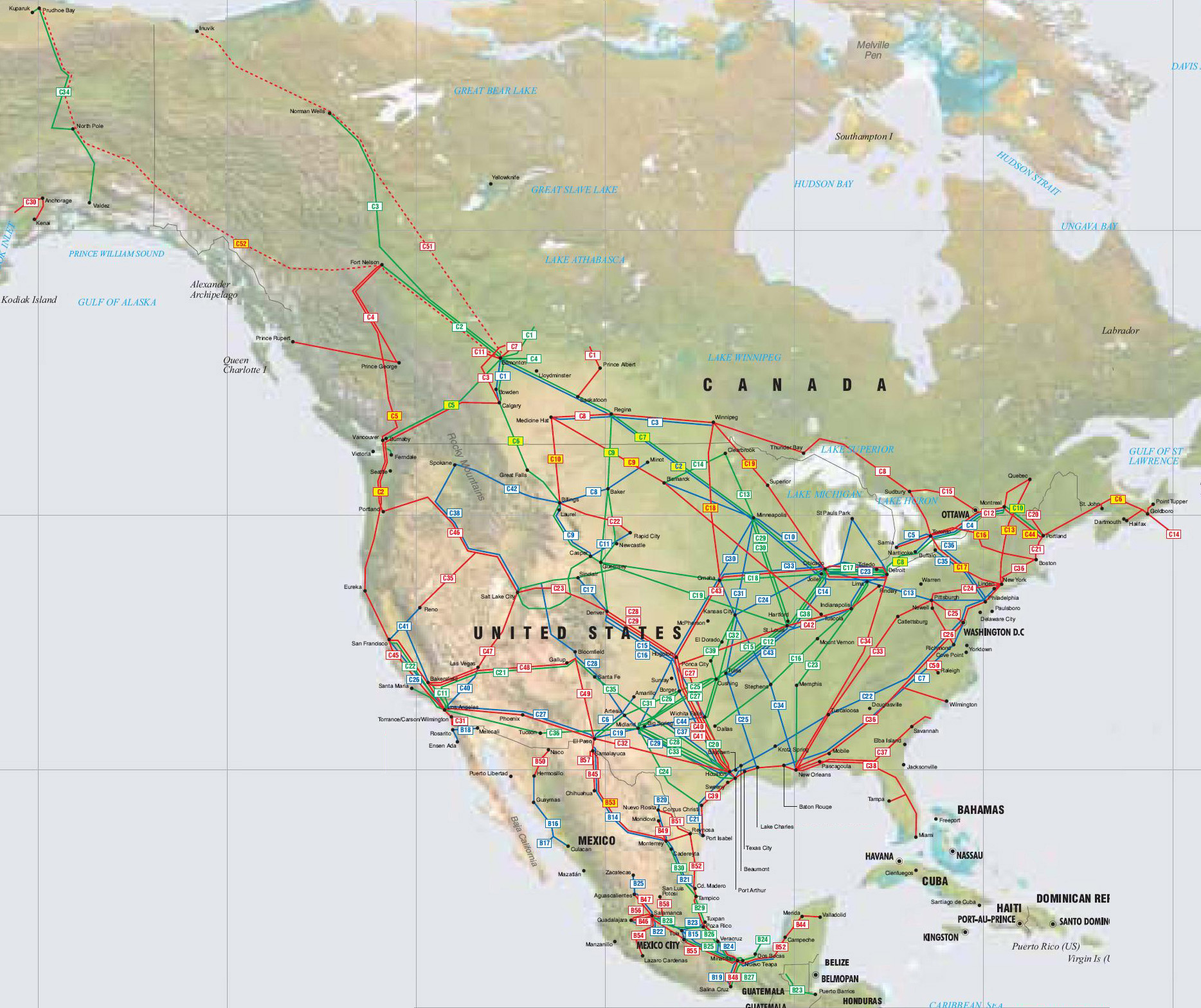 Download this North America Pipelines Detailed Map picture