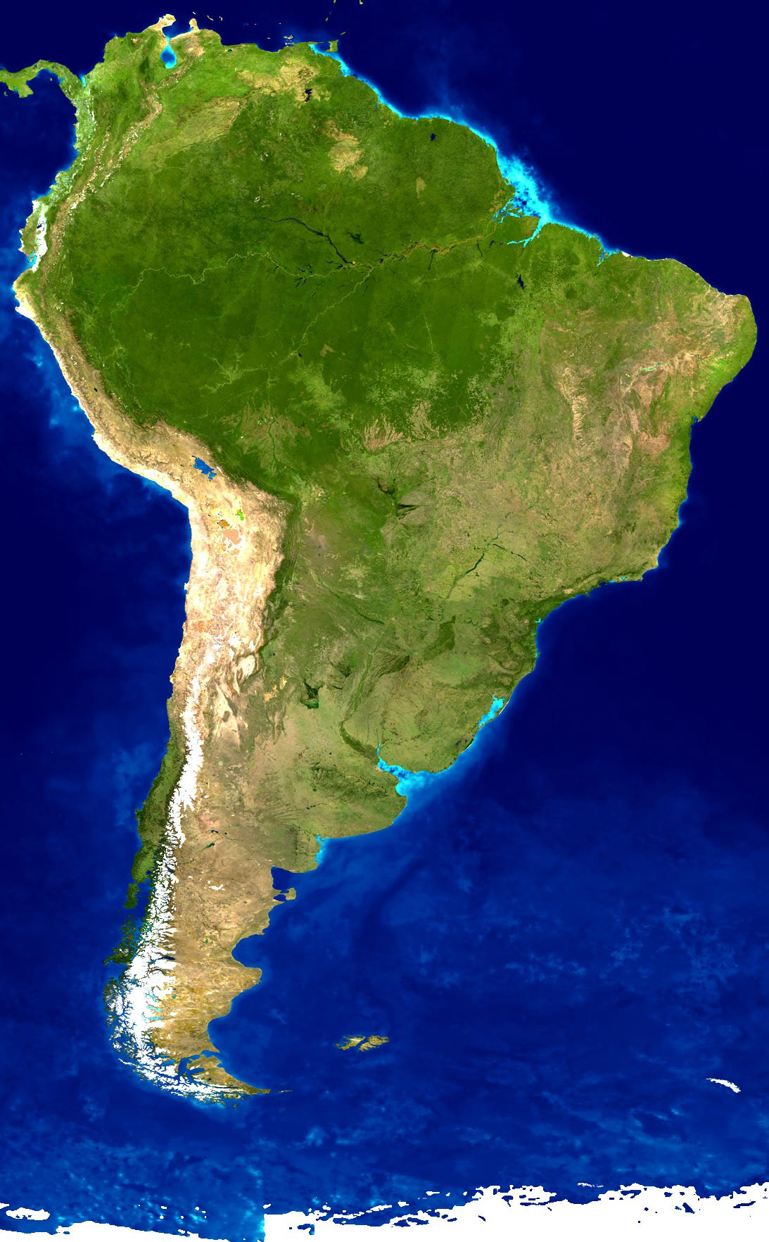 Detailed Satellite Map Of South America South America Detailed