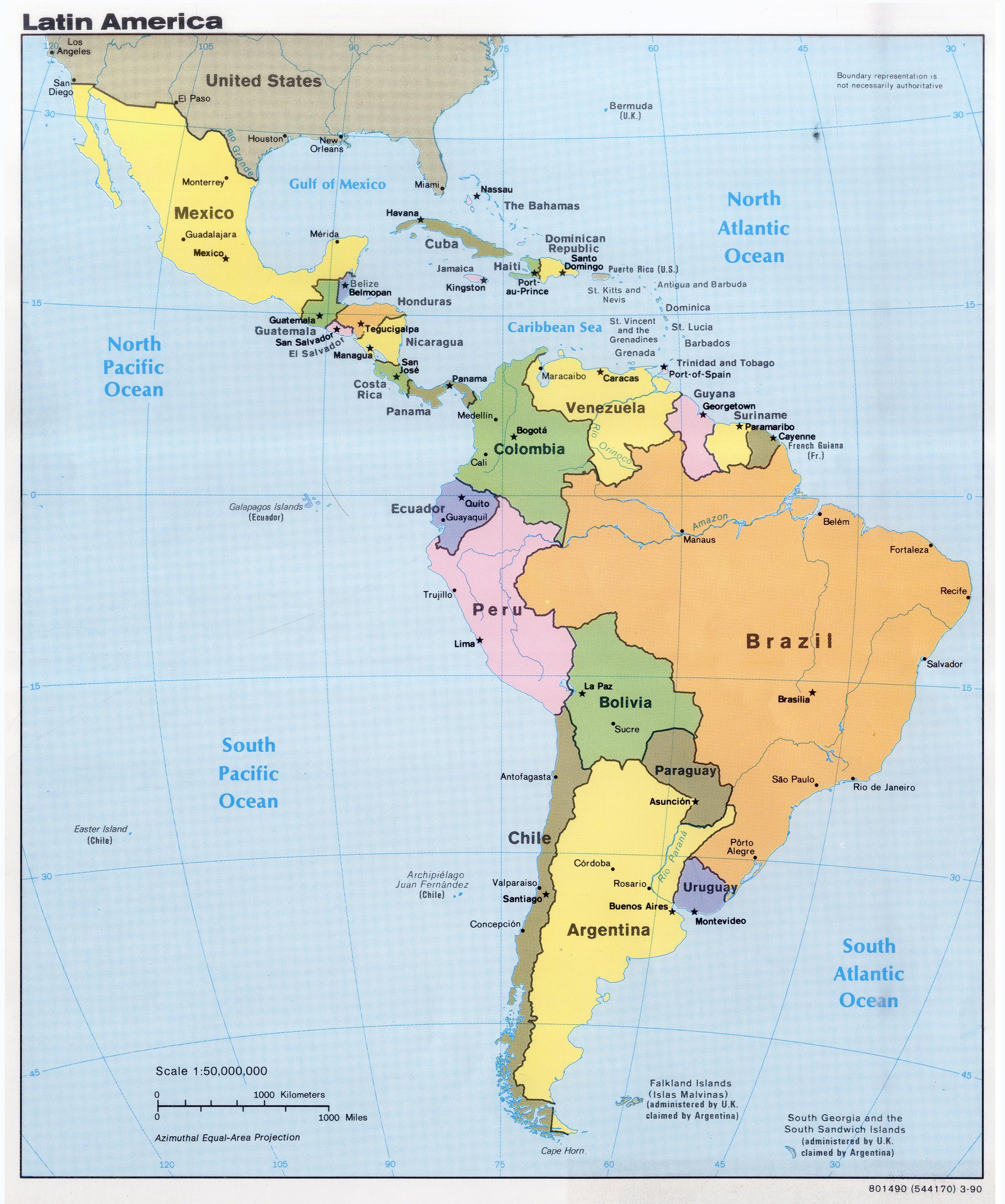 Top 105+ Images political map of north central and south america Sharp