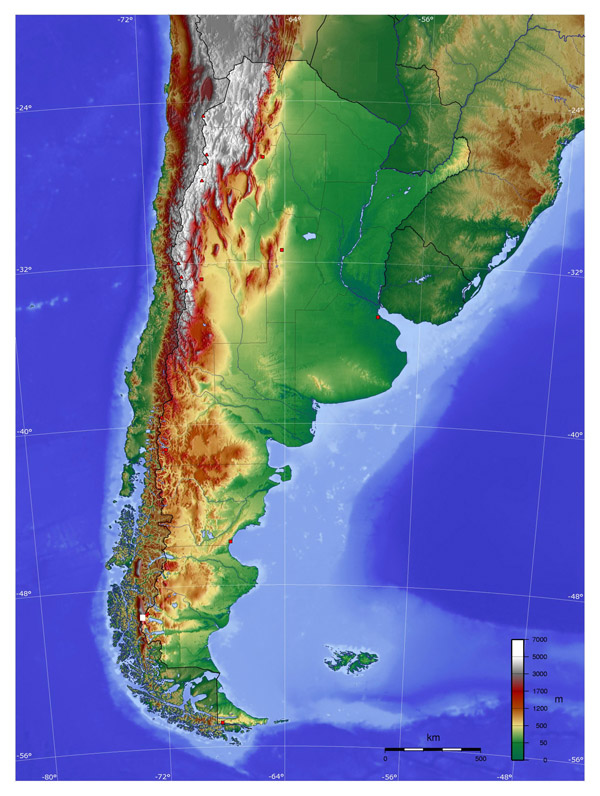 Argentina physical map. Physical map of Argentina.