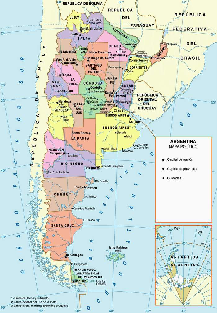 Argentina political map. Political map of Argentina.