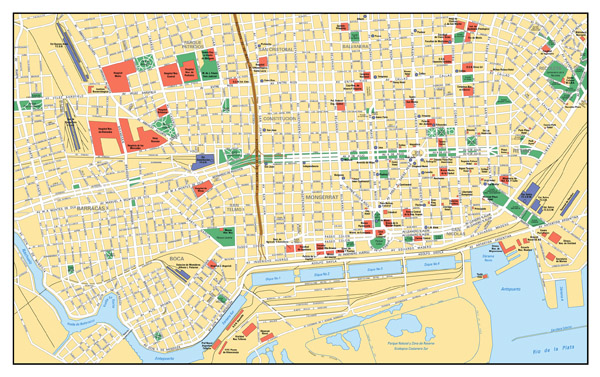 Large road map of central part of Buenos Aires.